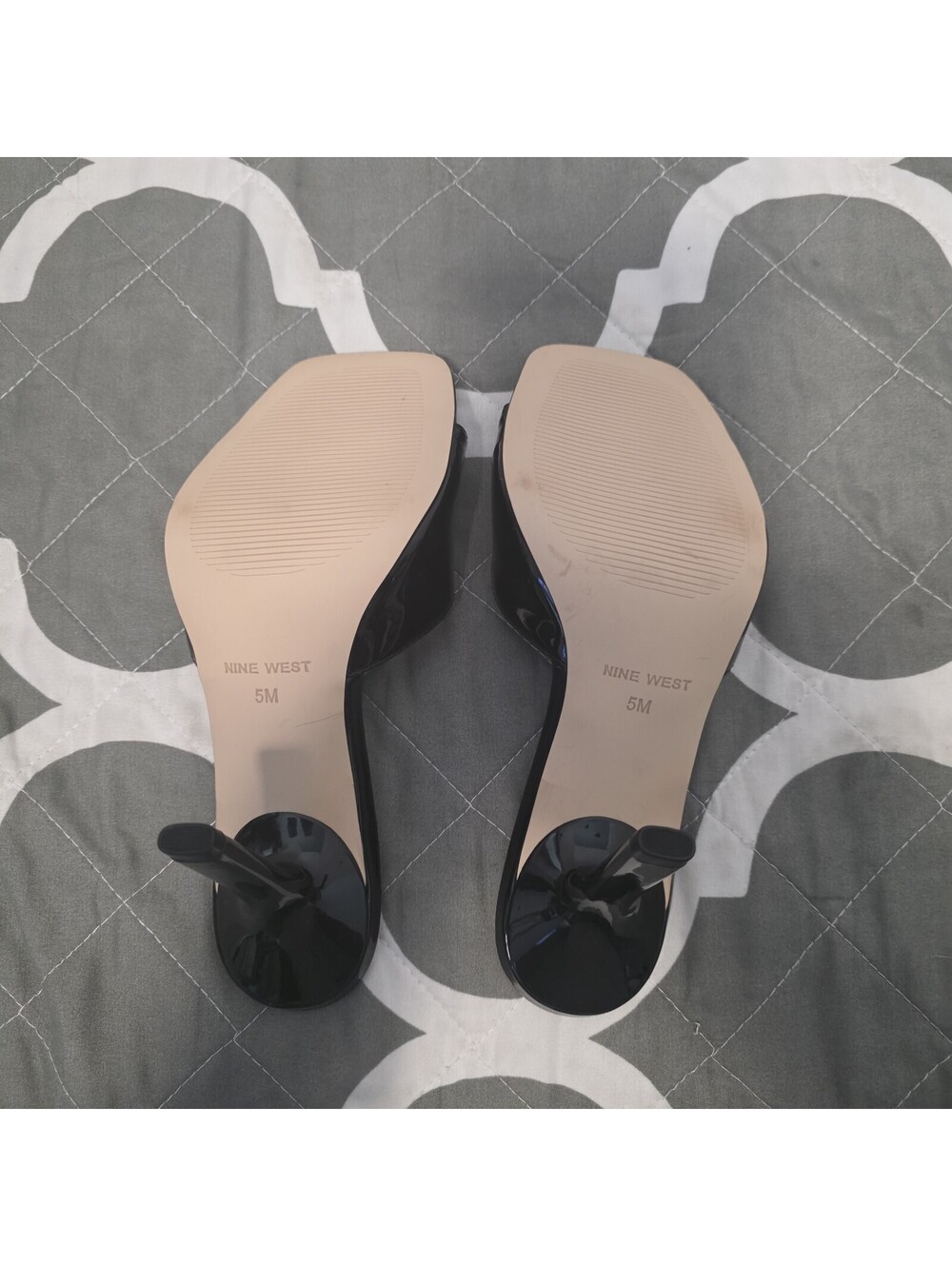 Nine West Disko Black Patent Dress Slide Sandals Mules Women's Sz 5 New - Picture 6 of 8